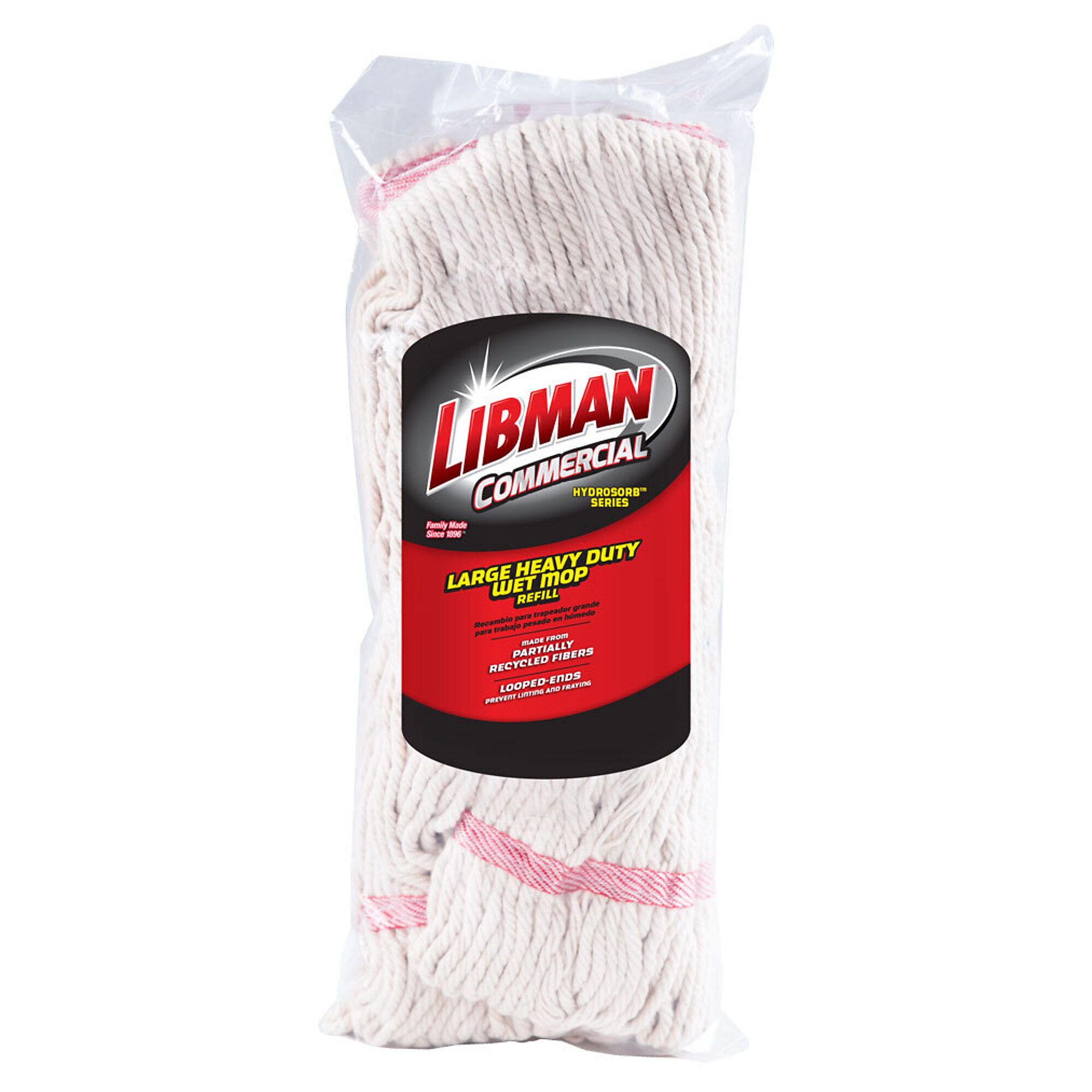 Libman Commercial, Large Cotton Looped-End Wet Mop Head 6PK, Width 1.25 in, Included (qty.) 6 Model# 972 6PK